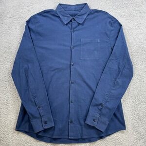 Lululemon Mens Blue Long Sleeve Button Up Work Shirt Casual Pocket Size XL